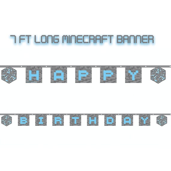 Minecraft Happy Birthday Banner Minecraft Banner Birthday Etsy