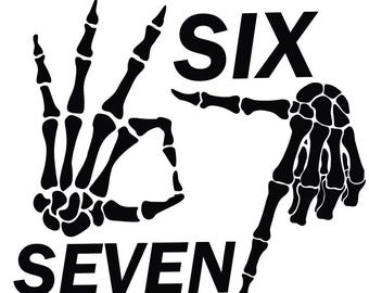 Six Seven Meme Skeleton Hands Clipart: Halloween Skull Design (Digital Download)
