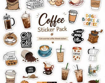Random 10 Coffee Stickers Coffee Lover Sticker Pack Laptop Water Bottle Decals