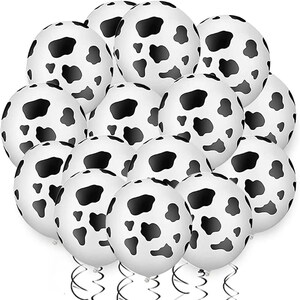 10 Count Cow Balloons, Cow Balloons, Farm Party, Farm Theme Birthday, Cow Print Balloons, Birthday Balloons, Cow Print, Barnyard Party, Farm image 2