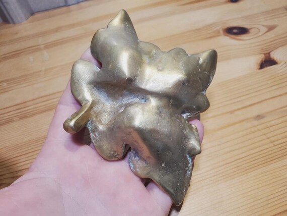 Vintage Solid Brass Grape Leaf Trinket Ring Dish … - image 7