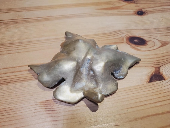 Vintage Solid Brass Grape Leaf Trinket Ring Dish … - image 5