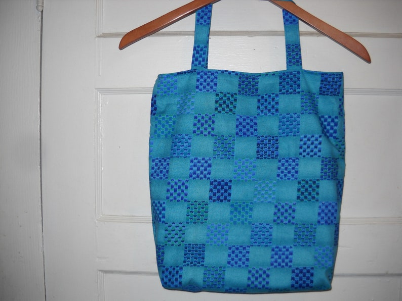 School Book Bag Shopping Tote Bag Blue-Green Library Book Bag Earth Friendly Tote Work Bag