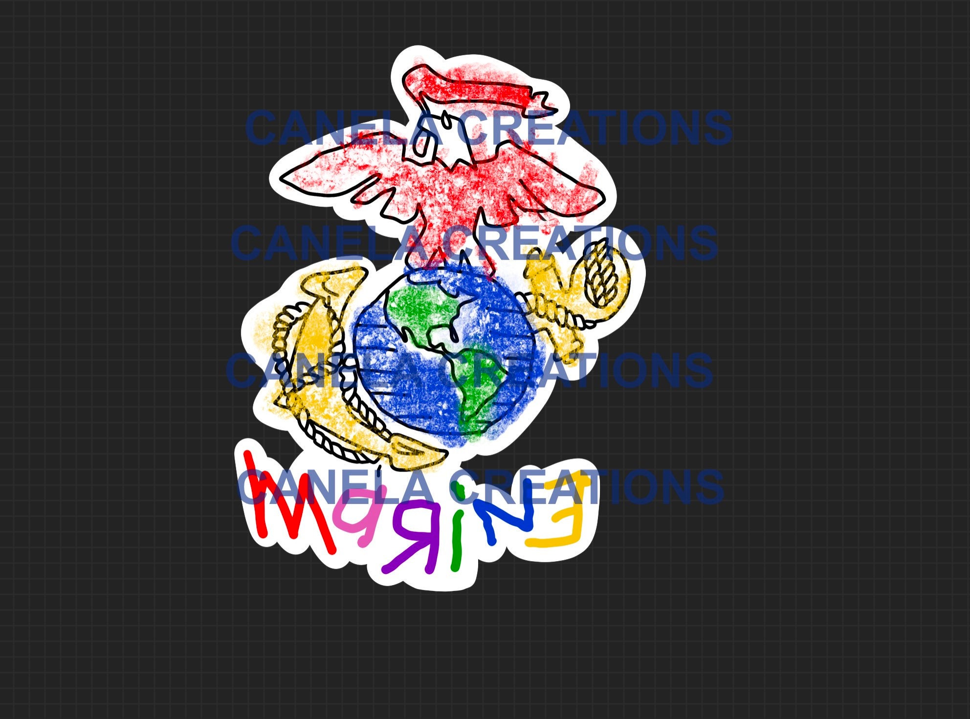 USMC Crayon Sticker Etsy