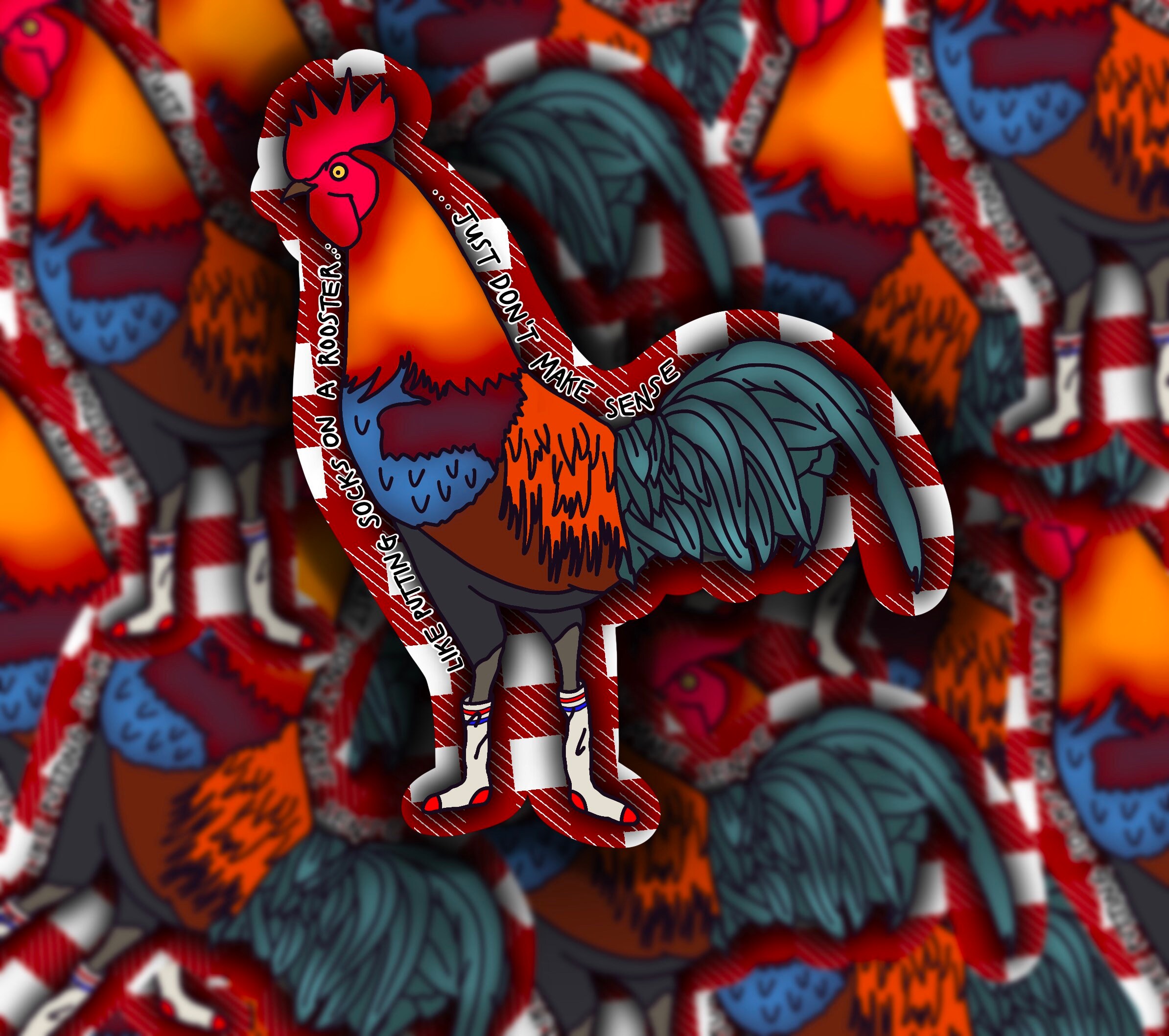 Socks on a Rooster Sticker Etsy