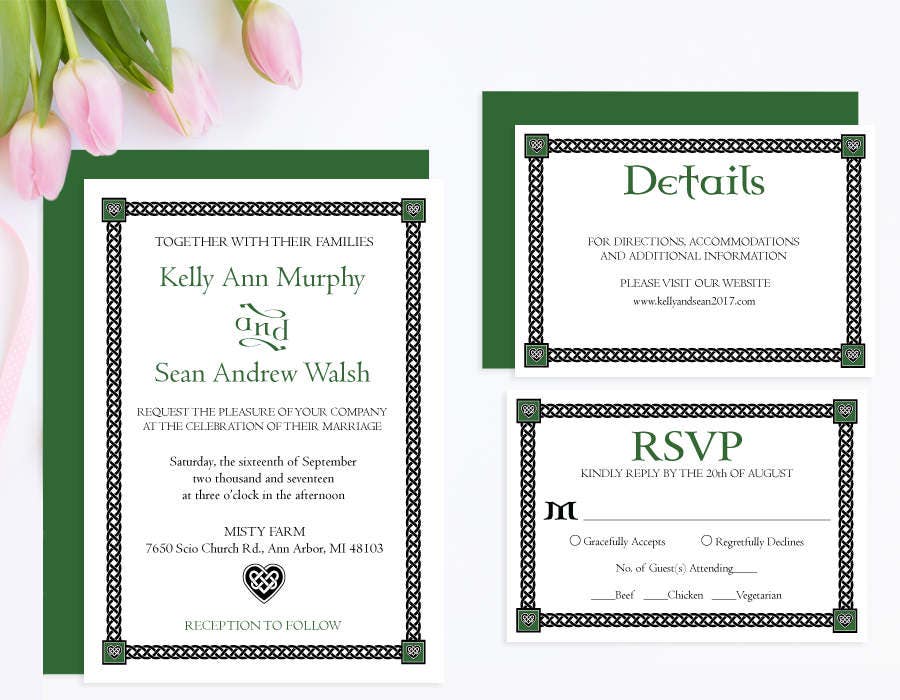 Irish Wedding Invitation Set Invitation Suite Wedding Etsy
