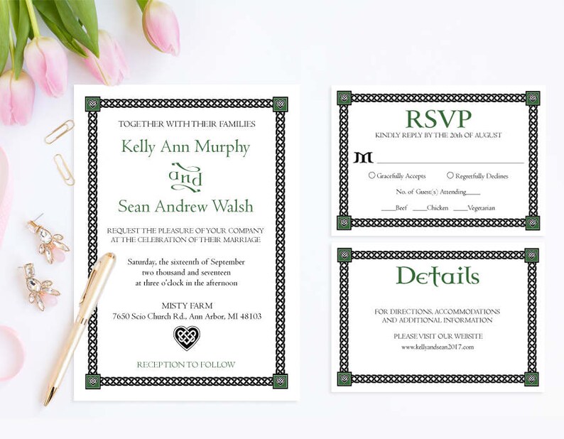Irish Wedding Invitation Set Invitation Suite Wedding Etsy