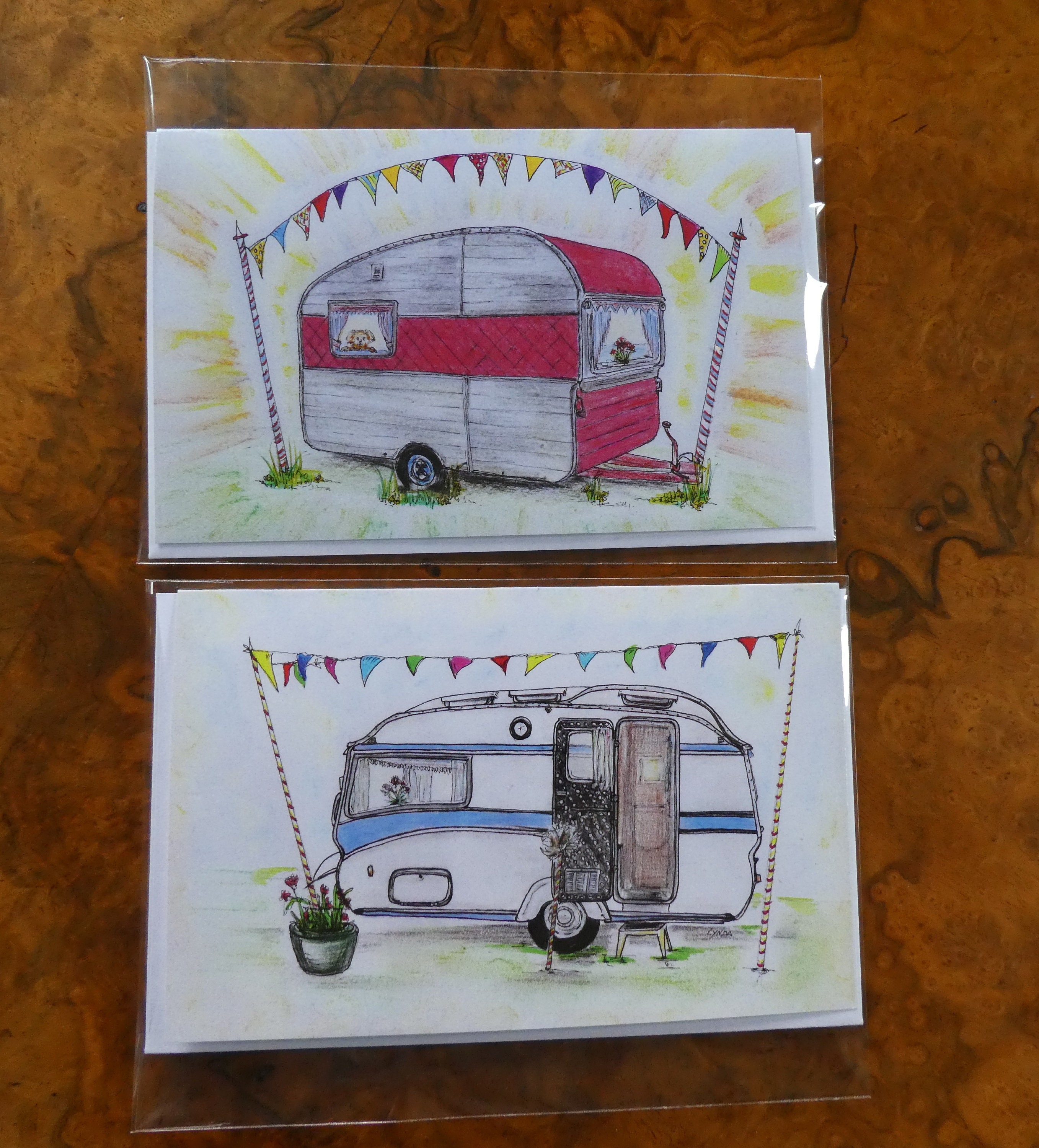 2 X Greetings Cards VINTAGE CARAVAN Prints Stationery Any - Etsy Sweden