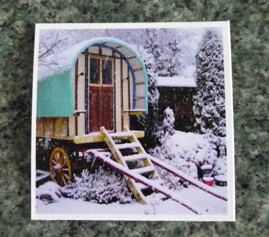 Gypsy Caravan in Winter Fridge Romany gipsy Etsy