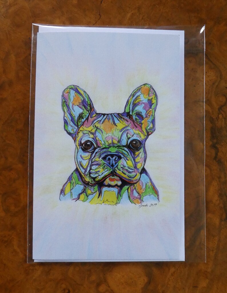 Birthday Any Occasion- Dog Lover Glossy print- Dog Colouful animal print Stationery FRENCH BULLDOG Greetings Card Celebration