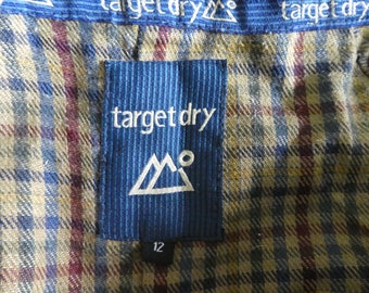 TARGET DRY Ladies OUTRIDER coat - uk12 - Long length - Equestrian - Farm - Outdoor Coat. Waterproof - Check Lining - Navy - Great Condition