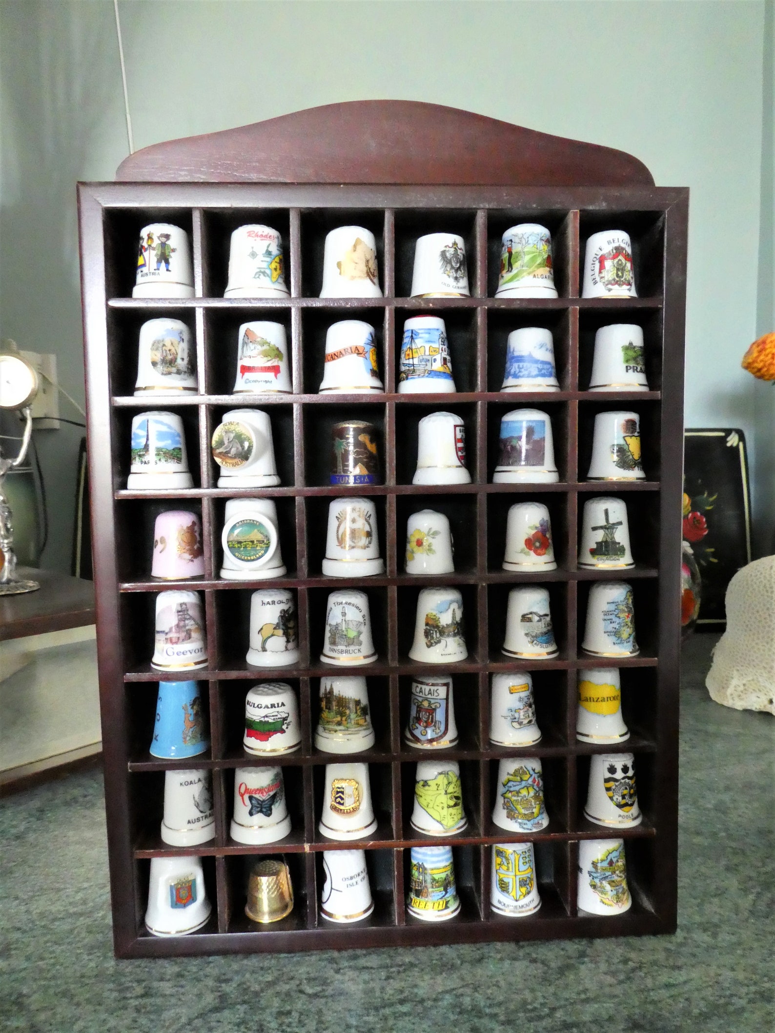 48 Thimble Collection Plus Display Mostly Bone China Etsy