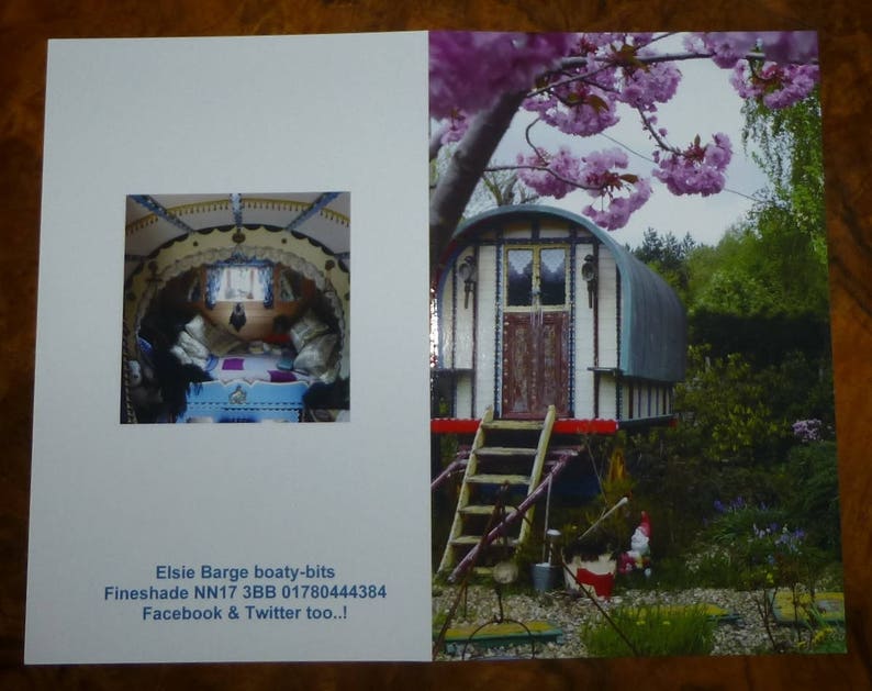Garden Set of 3 Gypsy Caravan Greeting cards Card Blank Cards Romany Stationary Birthday Card Wagon Vardo Caravan Flowers