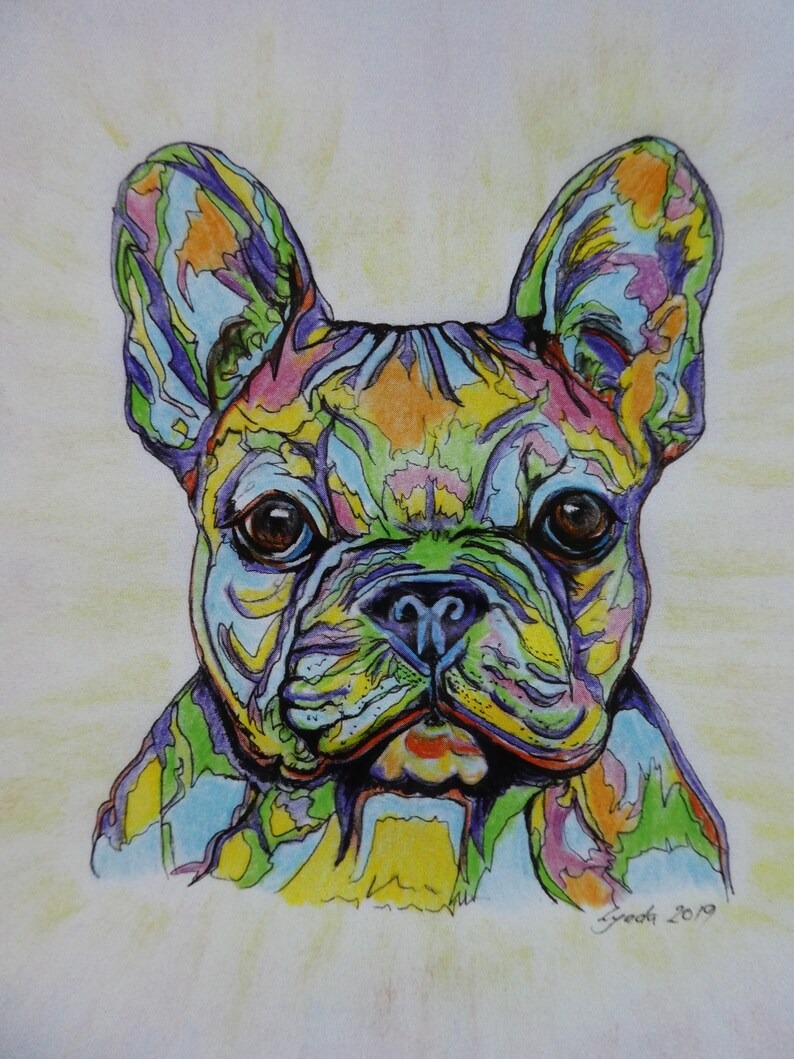 Birthday Any Occasion- Dog Lover Glossy print- Dog Colouful animal print Stationery FRENCH BULLDOG Greetings Card Celebration