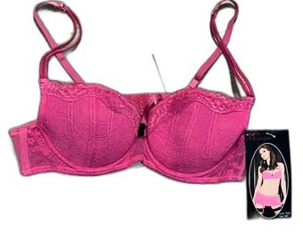 Vintage y2k early 2000s pink lace bow bra