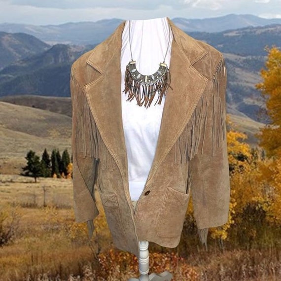 Vintage 80s fringe genuine leather Western jacket - image 1