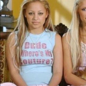 Dude Where&#39;s My Couture- Celebrity Inspired Baby Tee. Y2K Aesthetic Graphic Tee