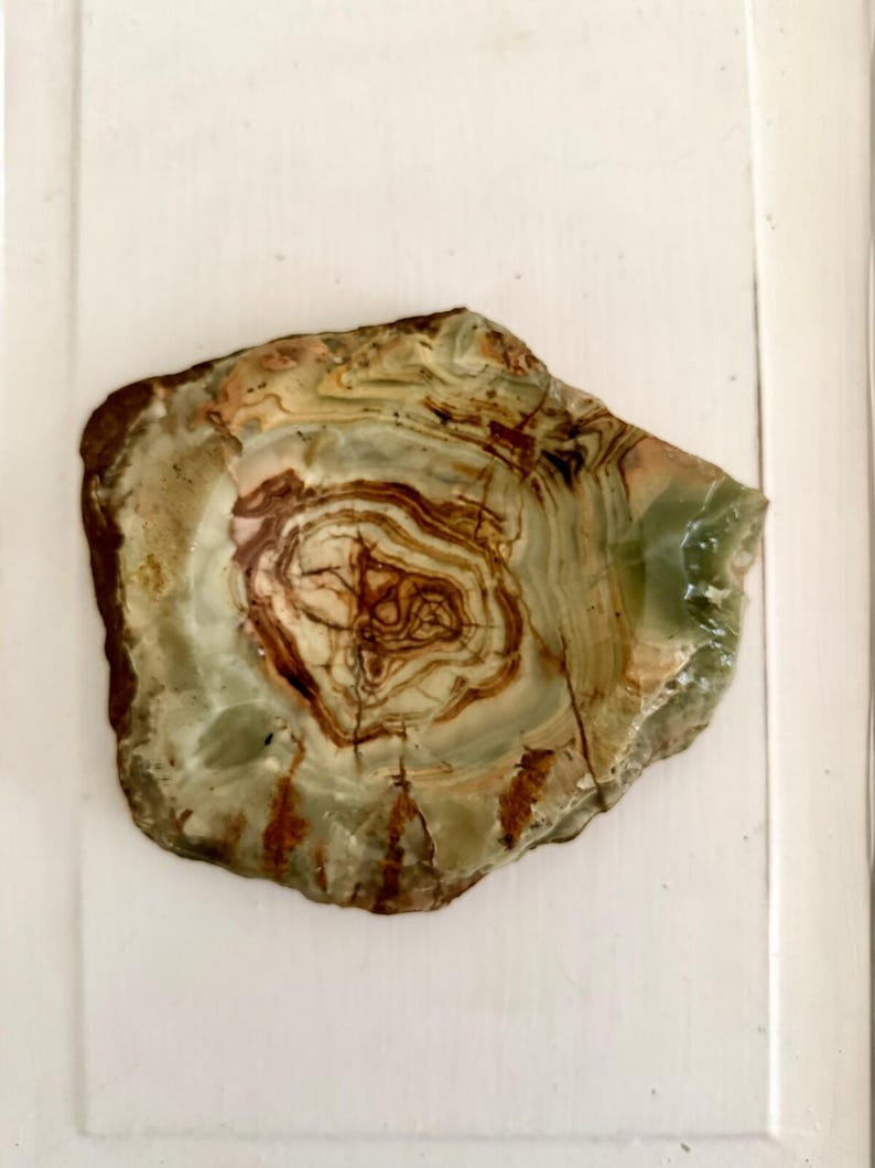 Cenicero/bol de piedra de ónix natural veteada tallada a mano, estilo vintage, con borde sin tratar, 7" imagen 3