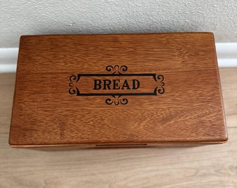 Vintage Handmade Rustic Farmhouse Solid Oak Wood Bread Box