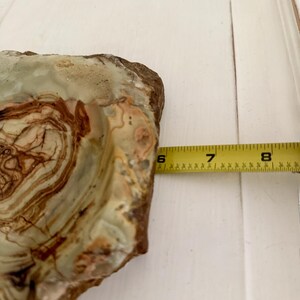 Cenicero/bol de piedra de ónix natural veteada tallada a mano, estilo vintage, con borde sin tratar, 7" imagen 8