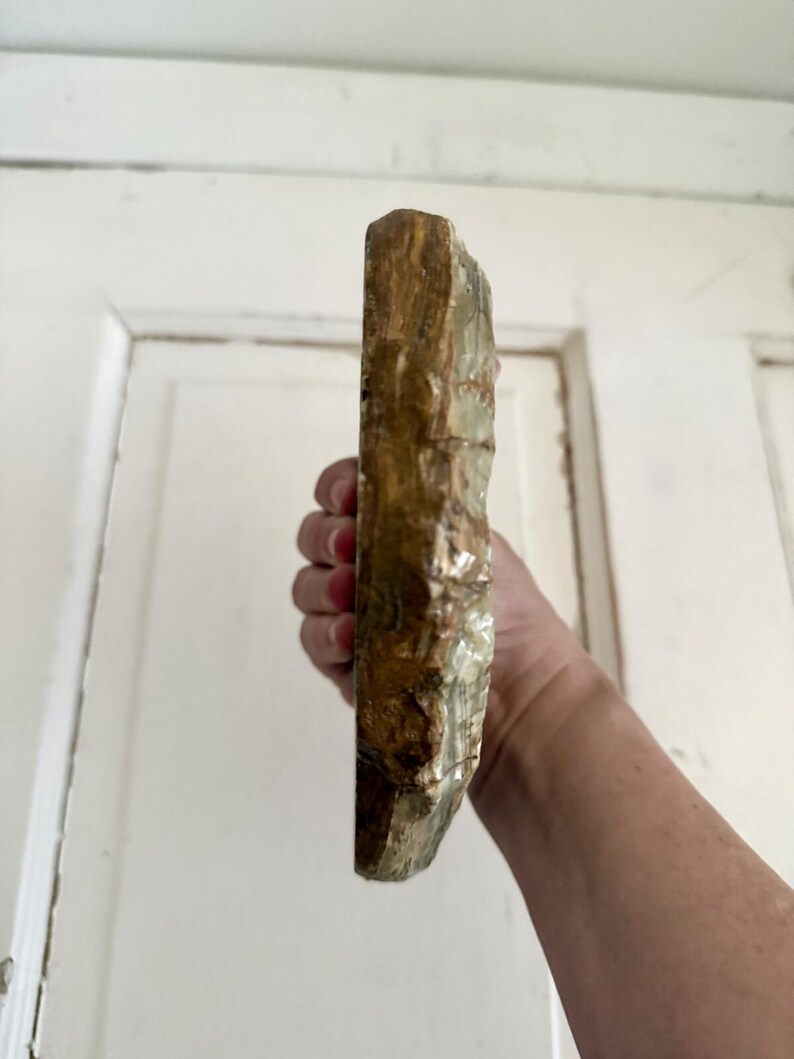 Cenicero/bol de piedra de ónix natural veteada tallada a mano, estilo vintage, con borde sin tratar, 7" imagen 4
