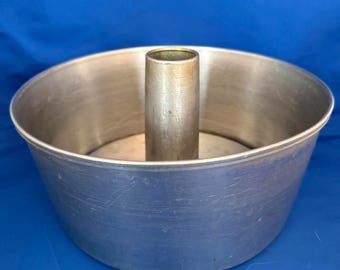 Molde para pastel Angel Food de aluminio vintage de 2 piezas de 9,5 pulgadas