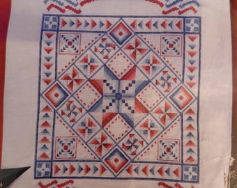 Herrschners Lap Quilt TOP Kit 4 juillet Americana Patriotic Pattern 4e NOUVEAU