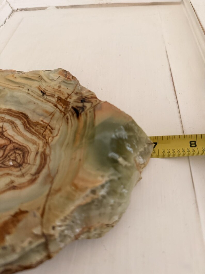 Cenicero/bol de piedra de ónix natural veteada tallada a mano, estilo vintage, con borde sin tratar, 7" imagen 7