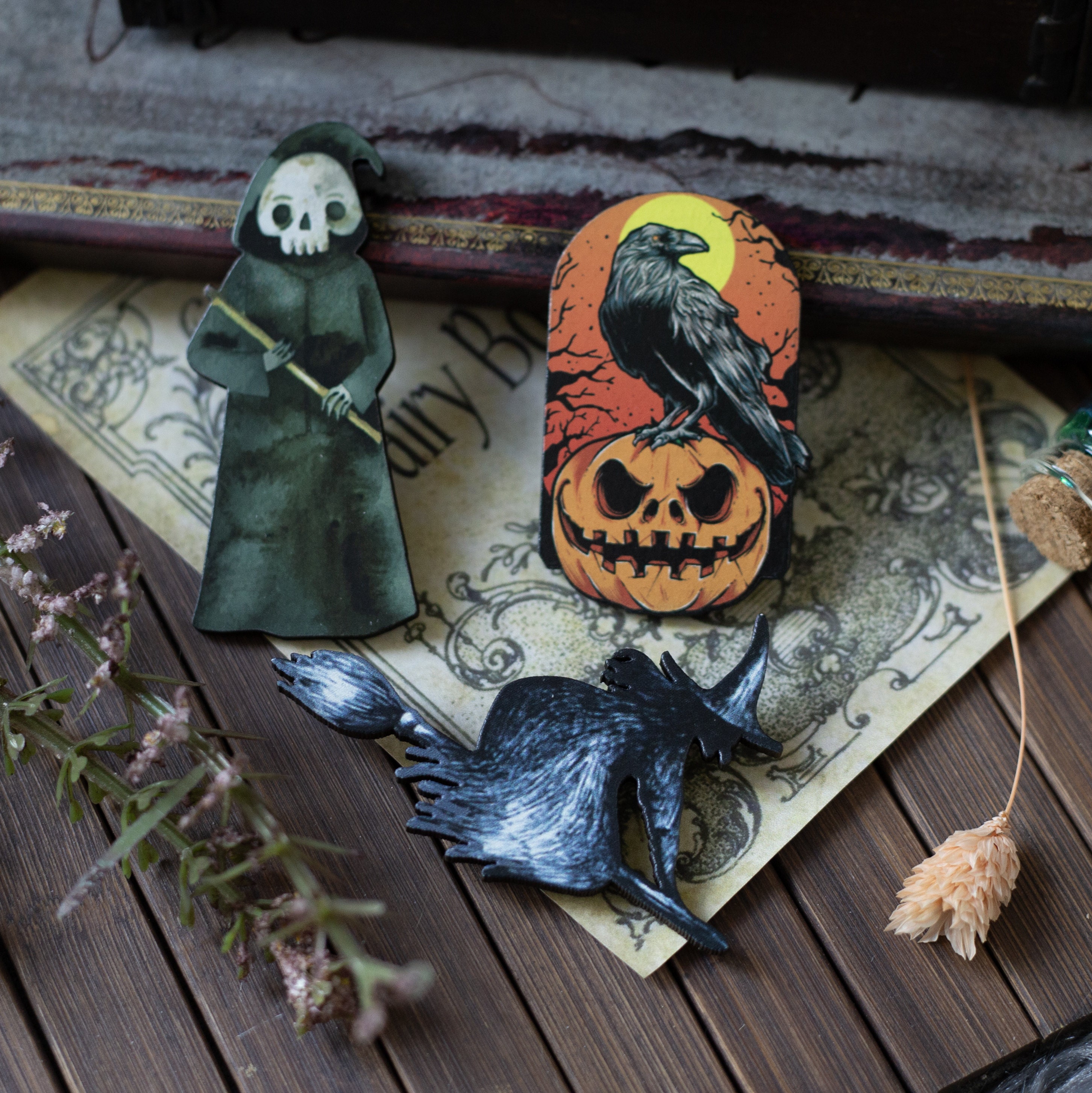 Broche Émail Crâne Corbeau Relief - Bijou Gothique Halloween, Accessoire Déclaration Pour Vêtements Et Sacs