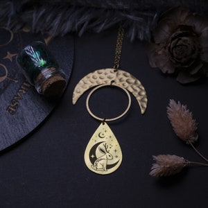 brass jackalope pendant necklace image 4