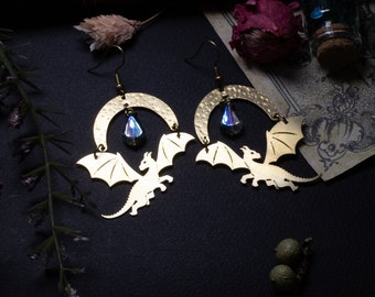 boucles d'oreilles gargouilles - dragons en laiton