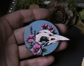 broche crâne de corbeau