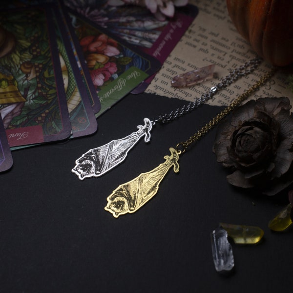 collier pendentif chauve-souris en acier inoxydable