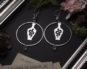 boucles d'oreilles créoles  serpent - sorcière - magie - reptile