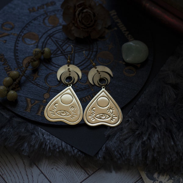 boucles d'oreilles ouija  en laiton - gothique - ésotérique