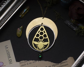 collier pendentif abeille en laiton