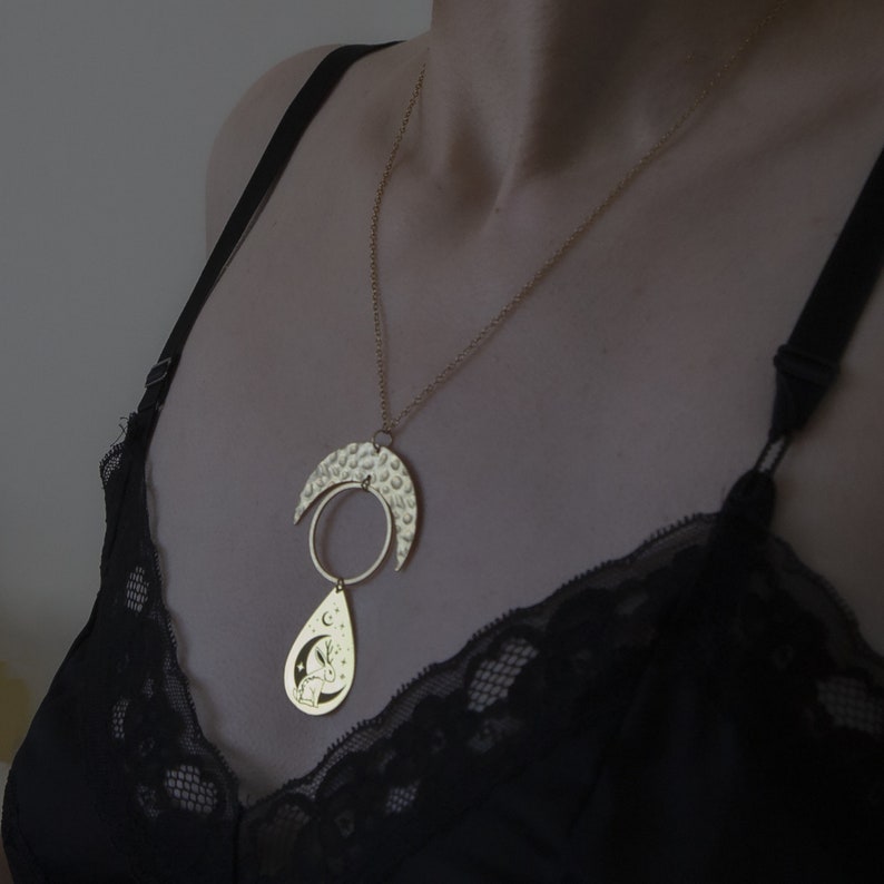 brass jackalope pendant necklace image 5