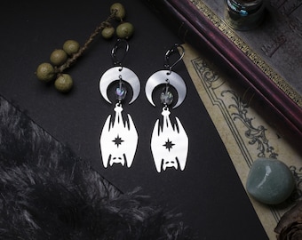 boucles d'oreilles chauve-souris  en acier inoxydable