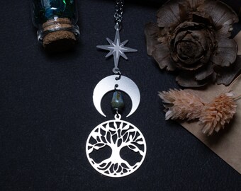 collier pendentif arbre de vie acier inoxydable