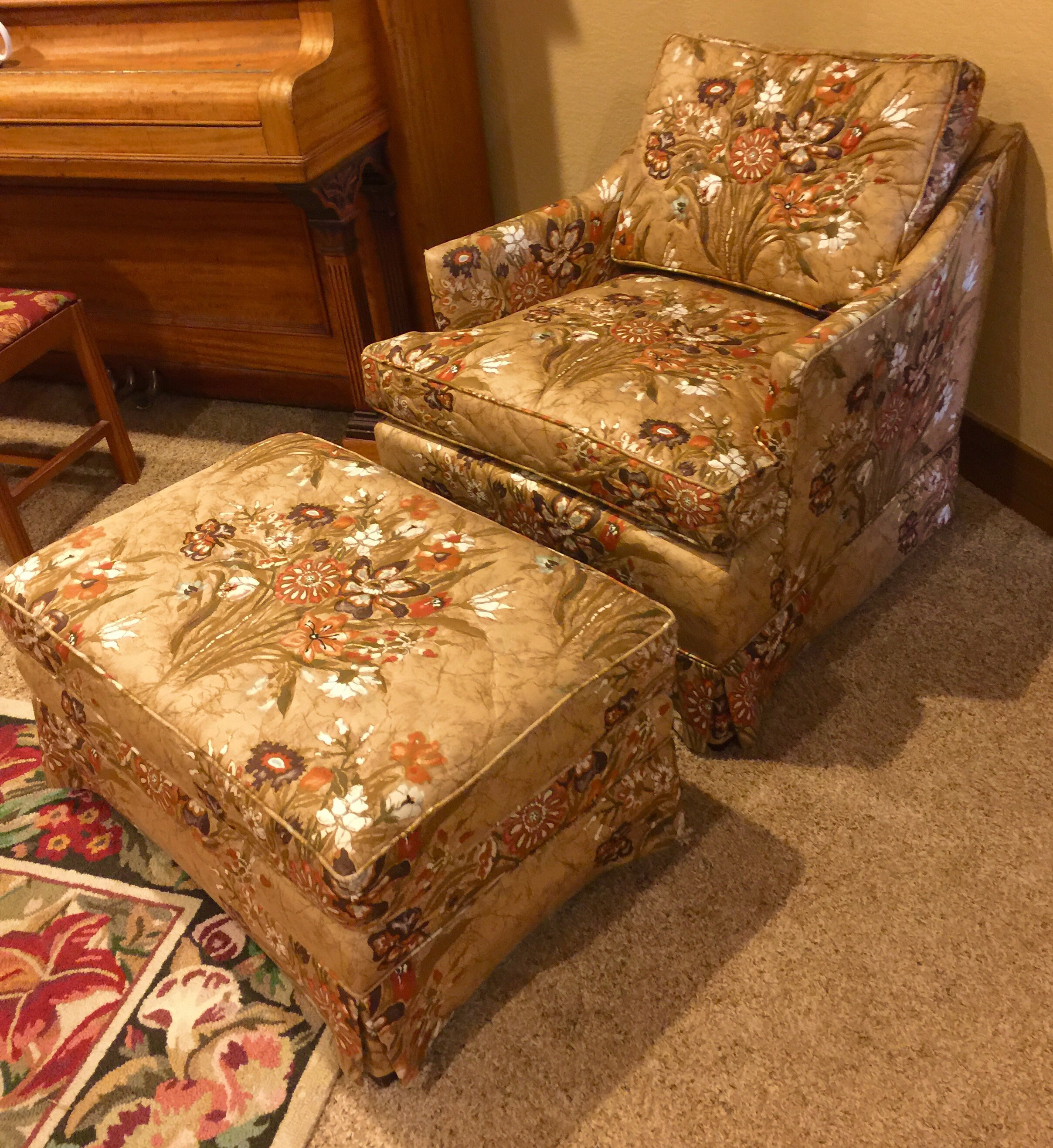 Vintage Ethan Allen Chair and Ottoman American Traditional