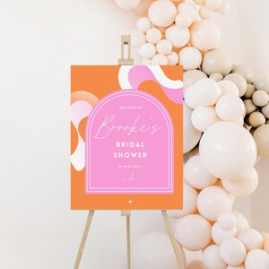 Cartello per addio al nubilato / Cartello per addio al nubilato modificabile / Cartello di benvenuto retrò / Modello Canva / Poster rosa per addio al nubilato / Cartello di benvenuto rosa