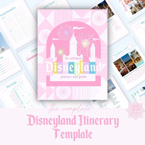 Disneyland reisplan, Canva digitale download, Disneyland Park gids, reisagent reisplanner, digitale sjabloon, Disneyland Park gids