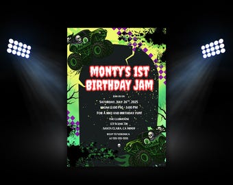 Monster Truck Birthday Invitation: Editable Canva Template (5x7, Instant Download)