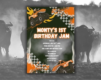 Monster Truck Birthday Invitation: Editable Canva Template (Instant Download)