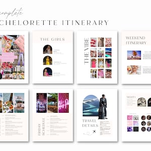 Plantilla de itinerario de despedida de soltera / Itinerario digital de despedida de soltera / Plantilla Canva editable / Plantilla nupcial personalizable / Boho, Moderno,