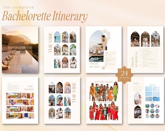 Modèle d&#39;itinéraire de Bachelorette | Itinéraire numérique Bachelorette | Modèle Canva modifiable | Modèle de mariée personnalisable | bohème, moderne,