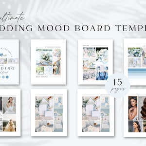 Plantilla de tablero de estado de ánimo de boda / Plantilla de planificador de bodas digital / Tablero de visión de boda / Guía de diseño de bodas de primavera, Plantilla Canva editable