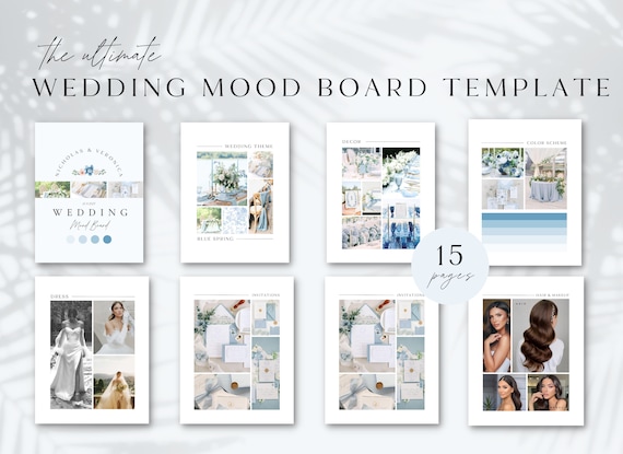 Spring Wedding Mood Board Template: Editable Canva Design (Digital Download)