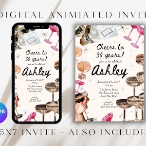 Digital 30th Birthday Invitation | Editable 30th E-Invite | Womens Birthday Evite | Editable Party Invite | 30th Birthday Party Invitation