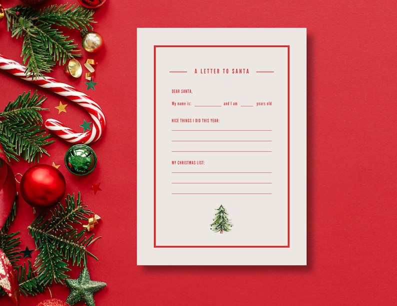 Letter to Santa, Santa List, Printable Letter to Santa, Dear Santa